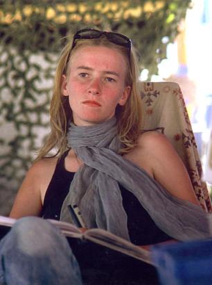 Peace activist Rachel Corrie is shown at the Burning Man festival in a photo from September 2002, in Black Rock City, Nev. Corrie, 23, a student at The Evergreen State College in Olympia, Wash., died Sunday, March 16, 2003, in the Gaza Strip city of Rafah while trying to stop a bulldozer from tearing down a Palestinian physician's home. She fell in front of the machine, which ran over her and then backed up, witnesses said. Israeli military spokesman Capt. Jacob Dallal called her death an accident. State Department spokesman Lou Fintor said the U.S. government had asked Israeli officials for a full investigation. (AP Photo/Denny Sternstein)